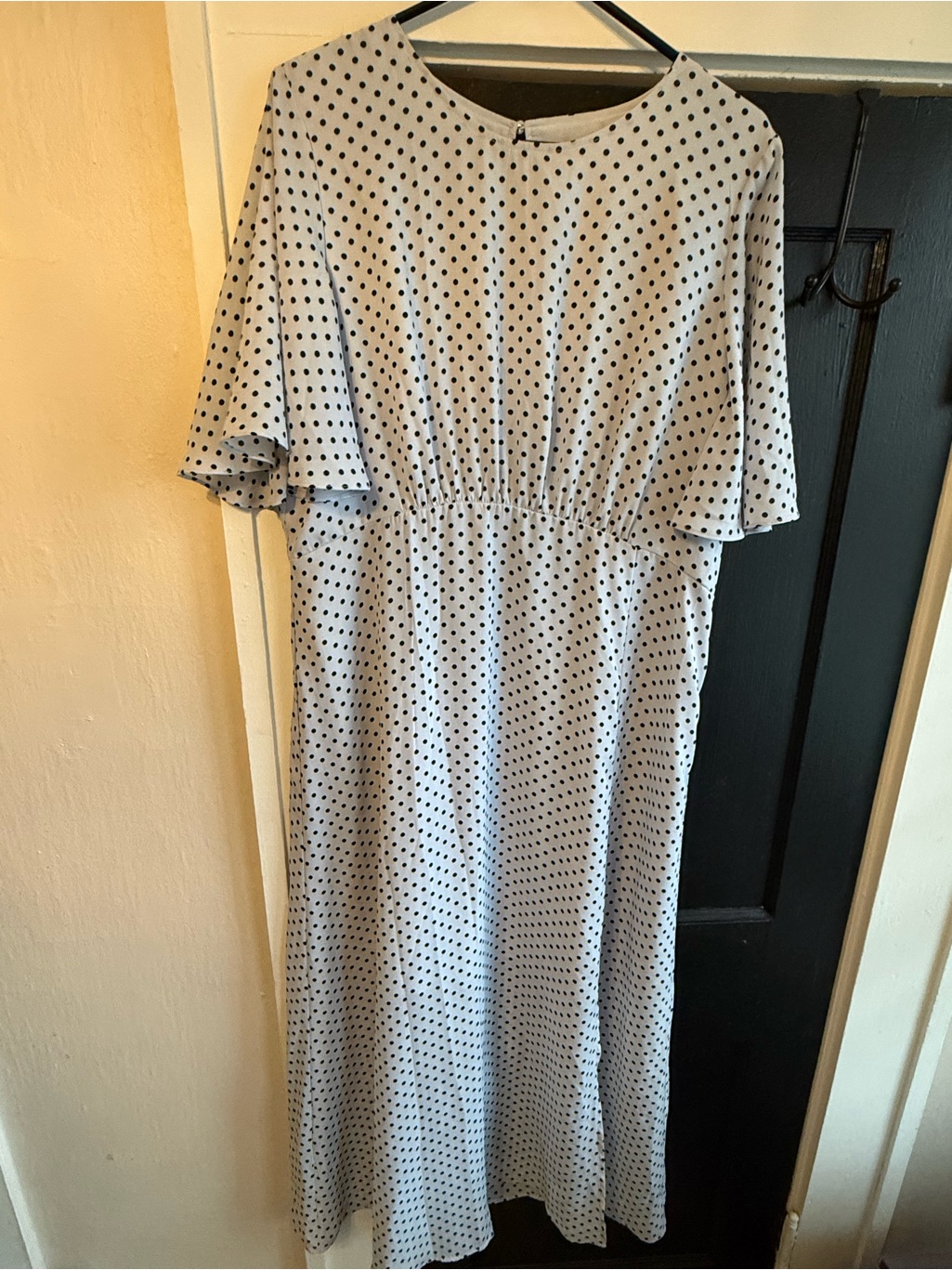 Who What Wear White Maxi Dress Light Blue With Black Polka Dots